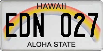HI license plate EDN027