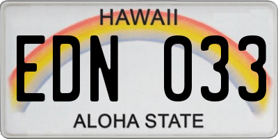 HI license plate EDN033