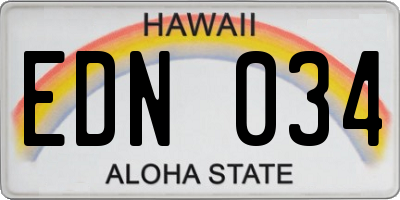 HI license plate EDN034