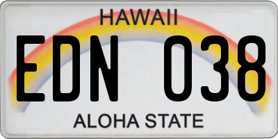 HI license plate EDN038