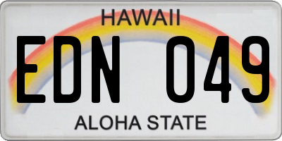 HI license plate EDN049