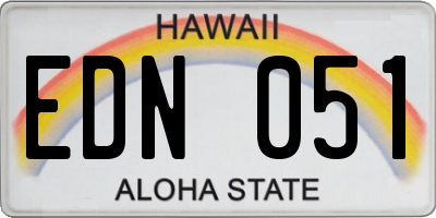 HI license plate EDN051