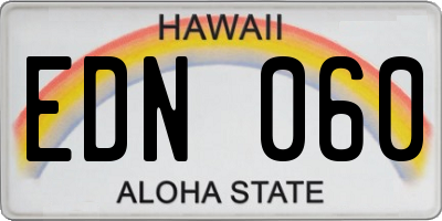 HI license plate EDN060