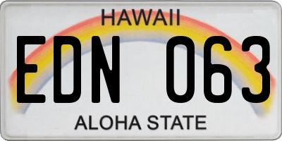 HI license plate EDN063