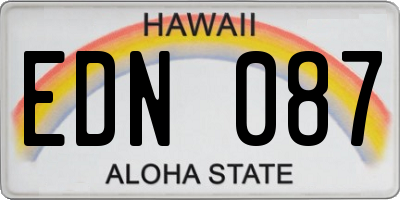 HI license plate EDN087