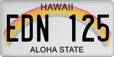 HI license plate EDN125