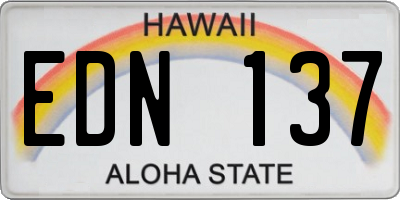 HI license plate EDN137