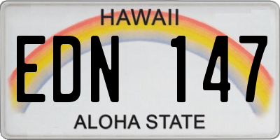 HI license plate EDN147