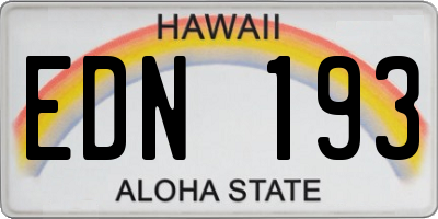 HI license plate EDN193