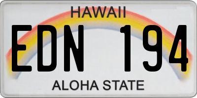 HI license plate EDN194