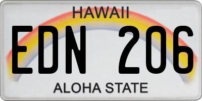 HI license plate EDN206