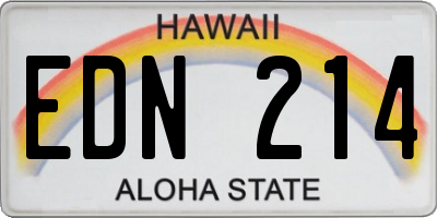 HI license plate EDN214