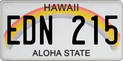 HI license plate EDN215