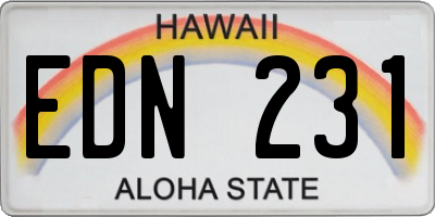 HI license plate EDN231