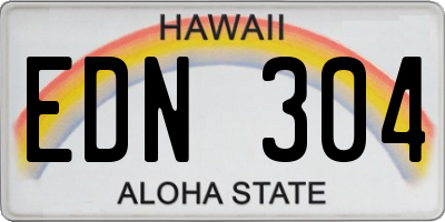 HI license plate EDN304