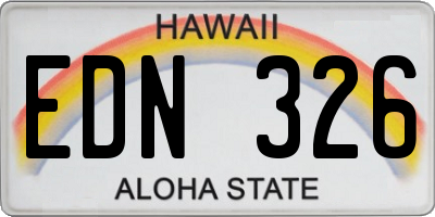 HI license plate EDN326