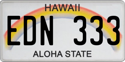 HI license plate EDN333
