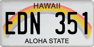 HI license plate EDN351