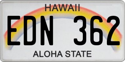 HI license plate EDN362