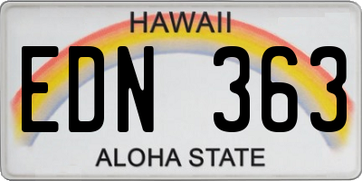 HI license plate EDN363