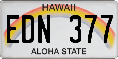 HI license plate EDN377