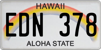 HI license plate EDN378
