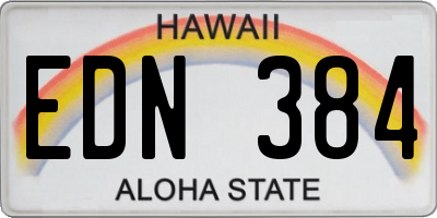 HI license plate EDN384
