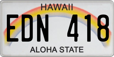 HI license plate EDN418
