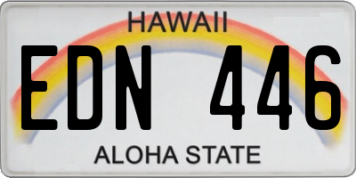 HI license plate EDN446
