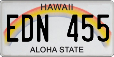 HI license plate EDN455