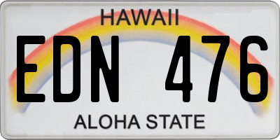 HI license plate EDN476