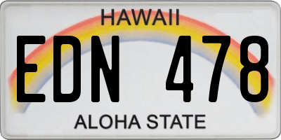 HI license plate EDN478