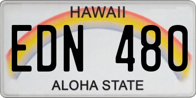 HI license plate EDN480