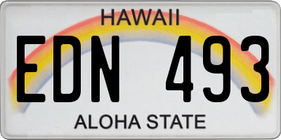 HI license plate EDN493