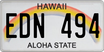 HI license plate EDN494
