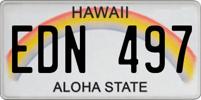 HI license plate EDN497