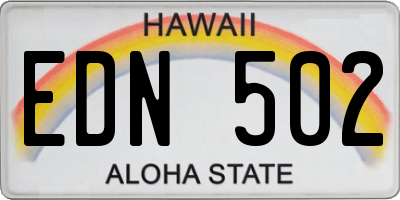 HI license plate EDN502