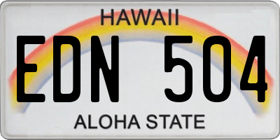 HI license plate EDN504