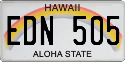 HI license plate EDN505