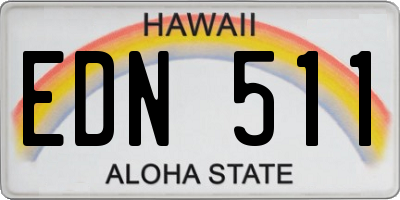 HI license plate EDN511