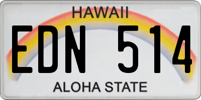 HI license plate EDN514