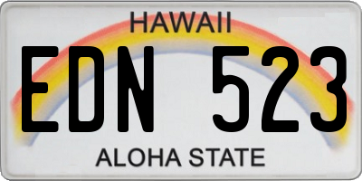 HI license plate EDN523