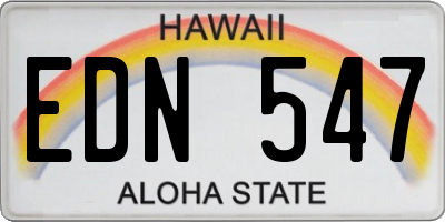 HI license plate EDN547
