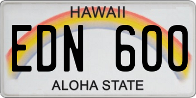 HI license plate EDN600