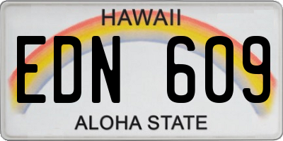HI license plate EDN609