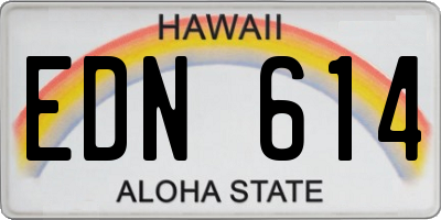 HI license plate EDN614