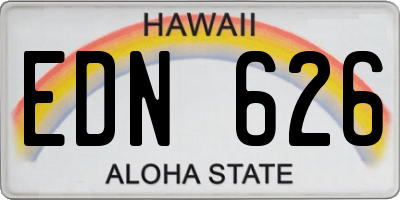 HI license plate EDN626