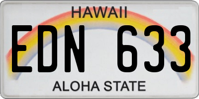 HI license plate EDN633