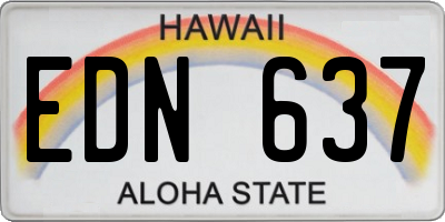 HI license plate EDN637