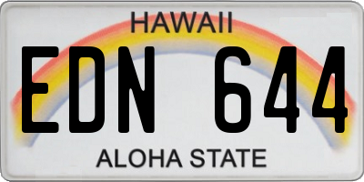 HI license plate EDN644